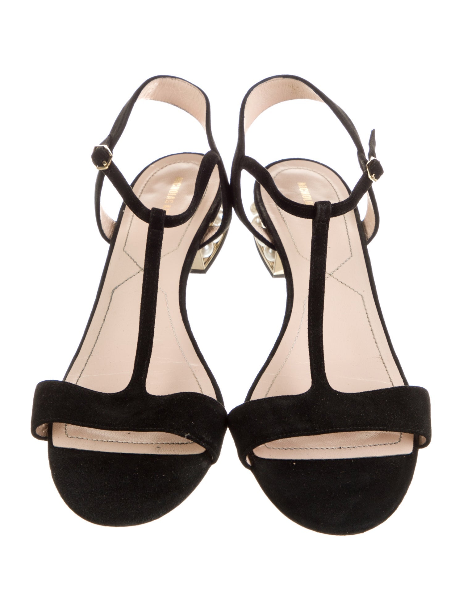 Nicholas Kirkwood Suede Beaded Accents T-Strap Sandals